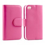 Wholesale iPhone 5 5S Simple Leather Wallet Case with Stand (Hot-Pink)
